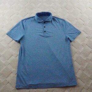 Lululemon Evolution Polo Shirt Mens Medium Solid Blue Formal Preppy